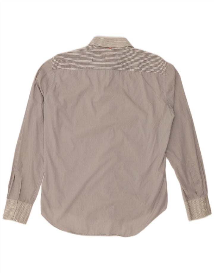 Мужская рубашка Hugo Boss, хлопковая полоска серого цвета среднего размера