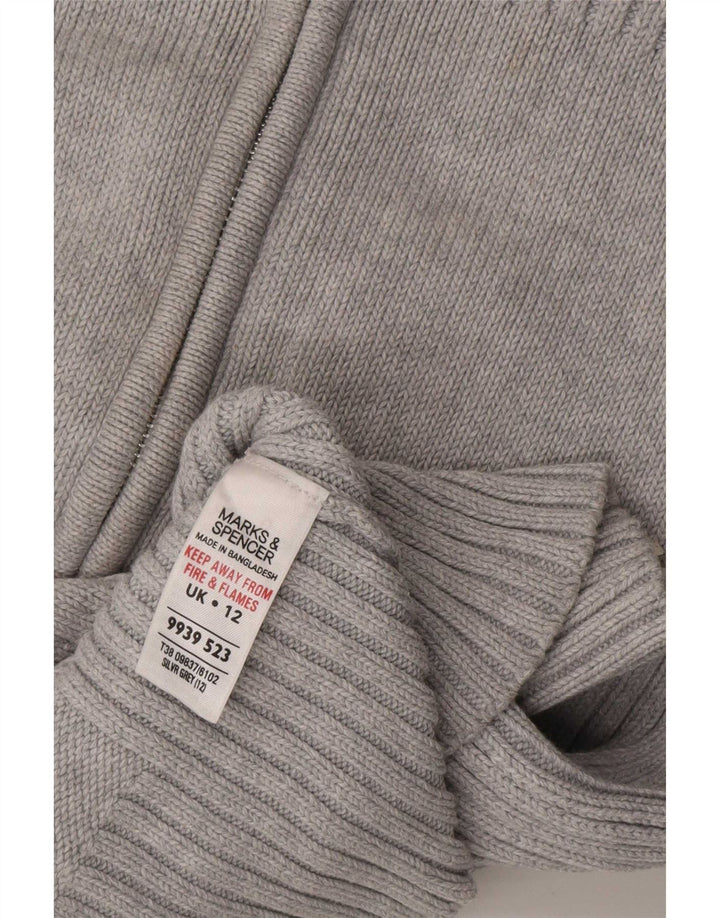 Женский кардиган с молнией во всю длину Marks & Spencer UK 12, хлопковый средний серый цвет