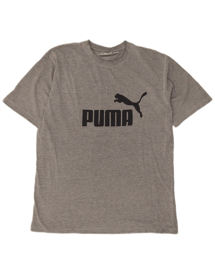 Мужская футболка с рисунком Puma, большая серая в крапинку