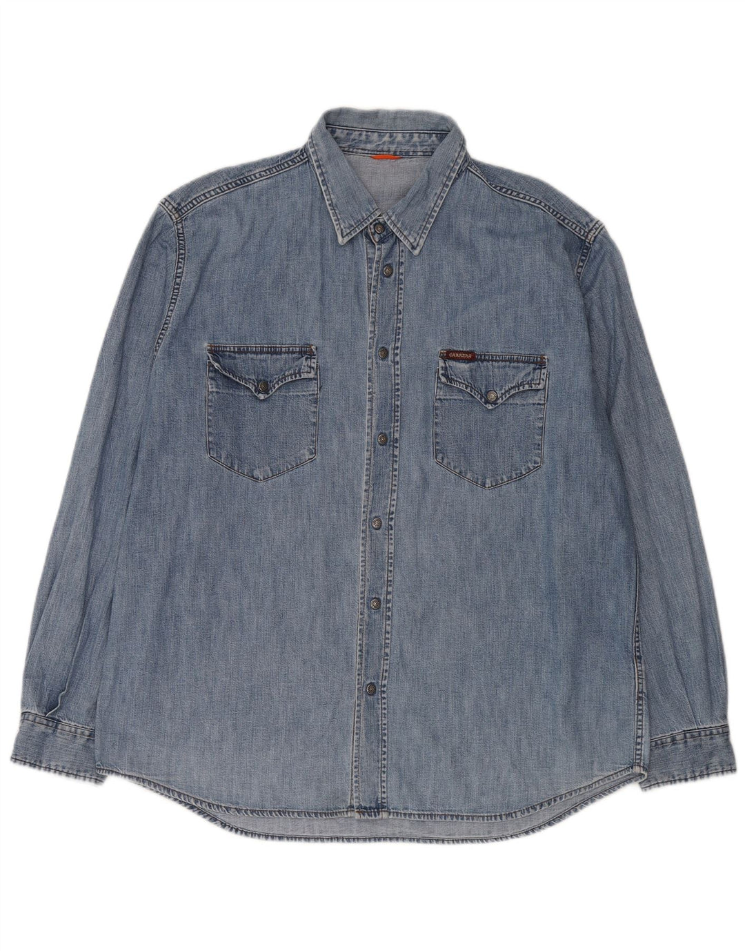 Carrera Мужская джинсовая рубашка в стиле вестерн 2XL Синяя хлопковая классическая