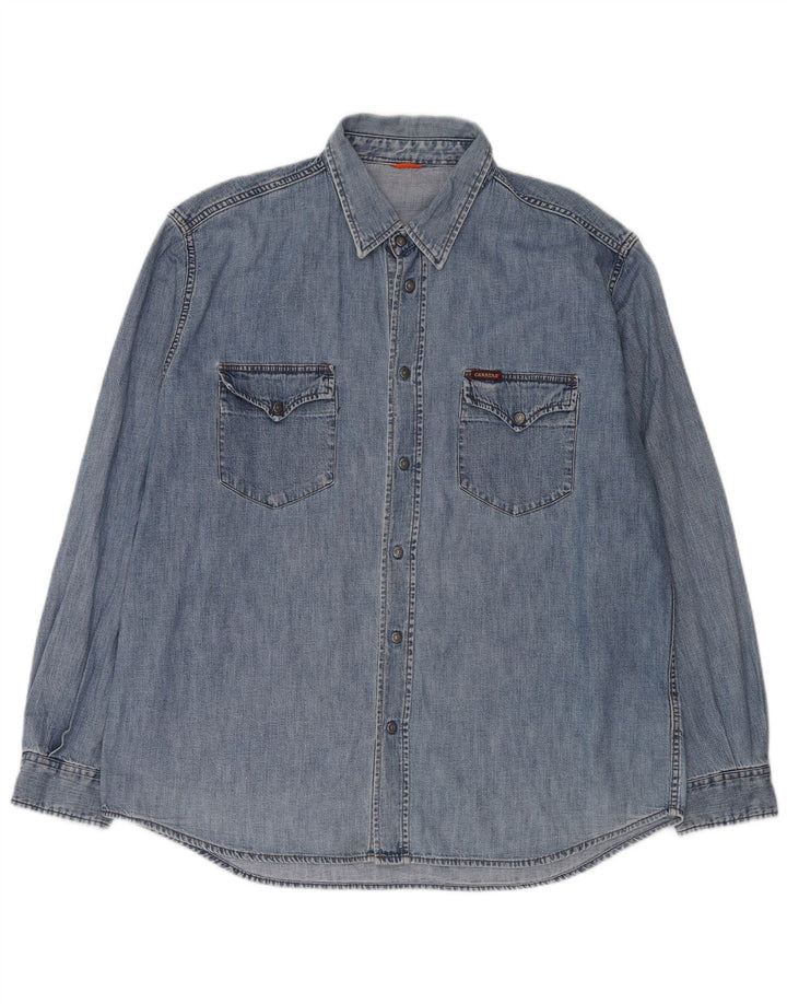 Carrera Мужская джинсовая рубашка в стиле вестерн 2XL Синяя хлопковая классическая