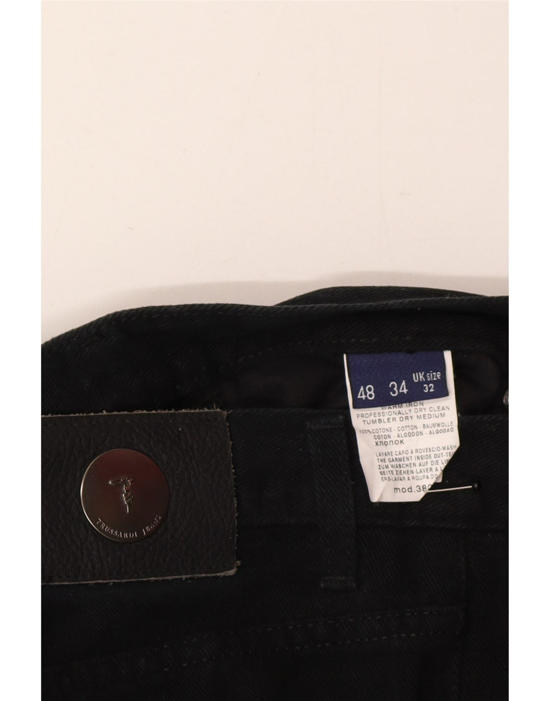Мужские прямые джинсы Trussardi IT 48 Medium W32 L30 Черный хлопок