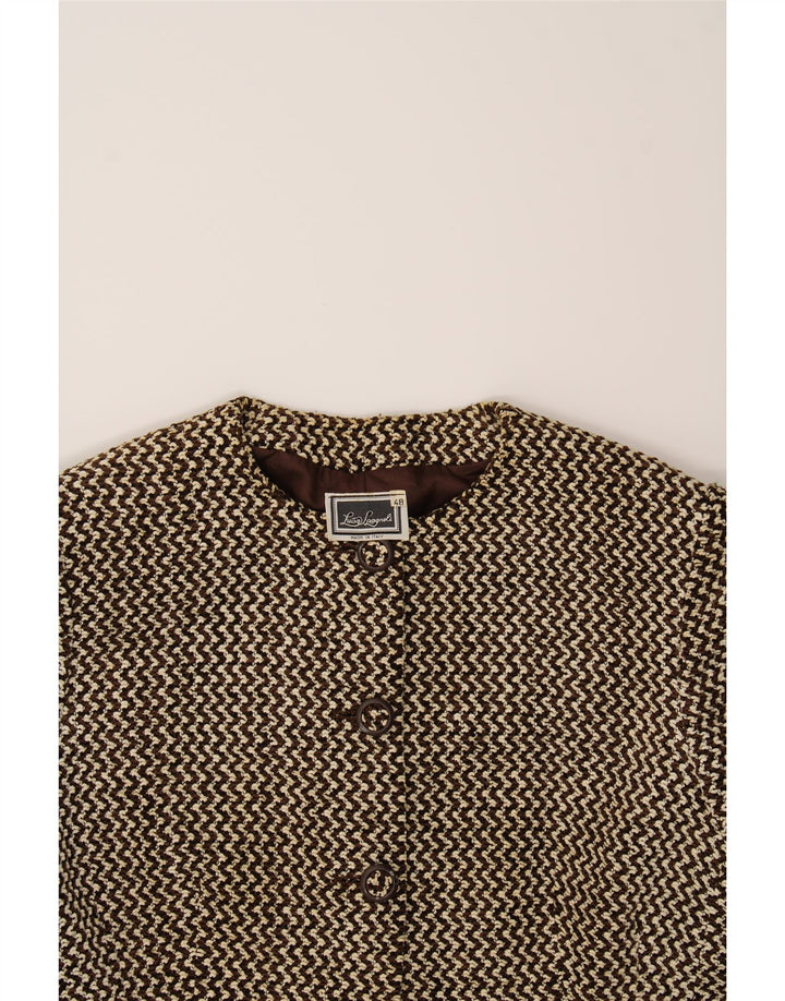 LUISA SPAGNOLI Womens Overcoat IT 48 XL Brown Chevron Viscose Vintage Luisa Spagnoli and Second-Hand Luisa Spagnoli from Messina Hembry 