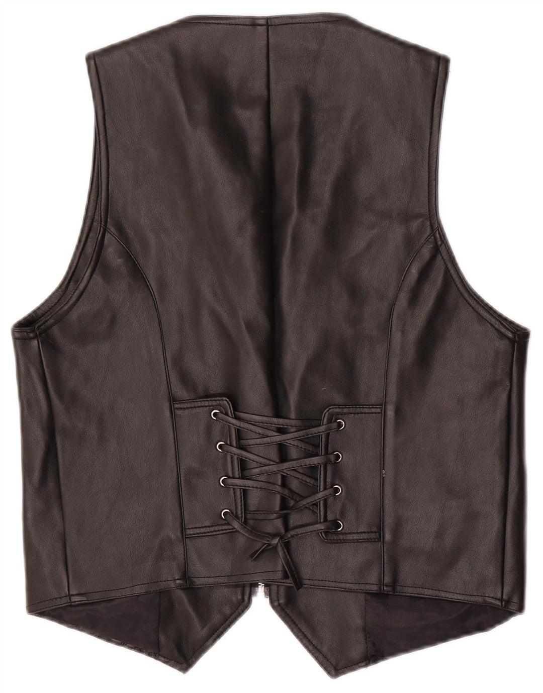 Винтажный женский кожаный жилет UK 20 2XL, черный