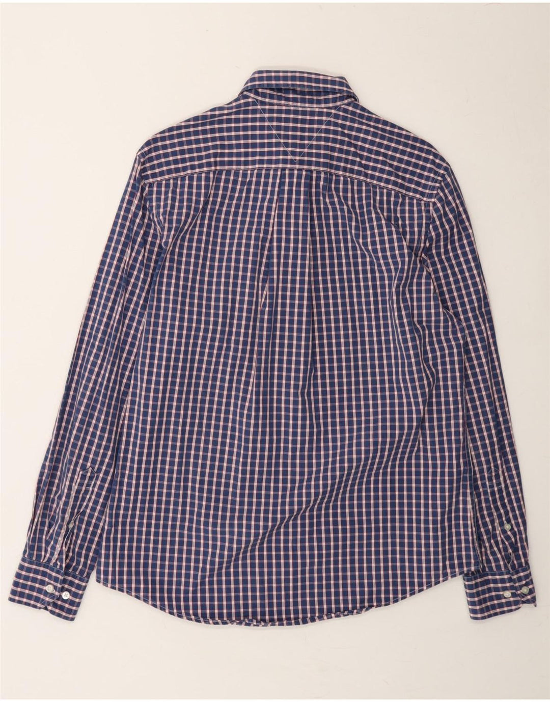 TOMMY HILFIGER Mens Shirt Medium Navy Blue Check Cotton Vintage Tommy Hilfiger and Second-Hand Tommy Hilfiger from Messina Hembry 