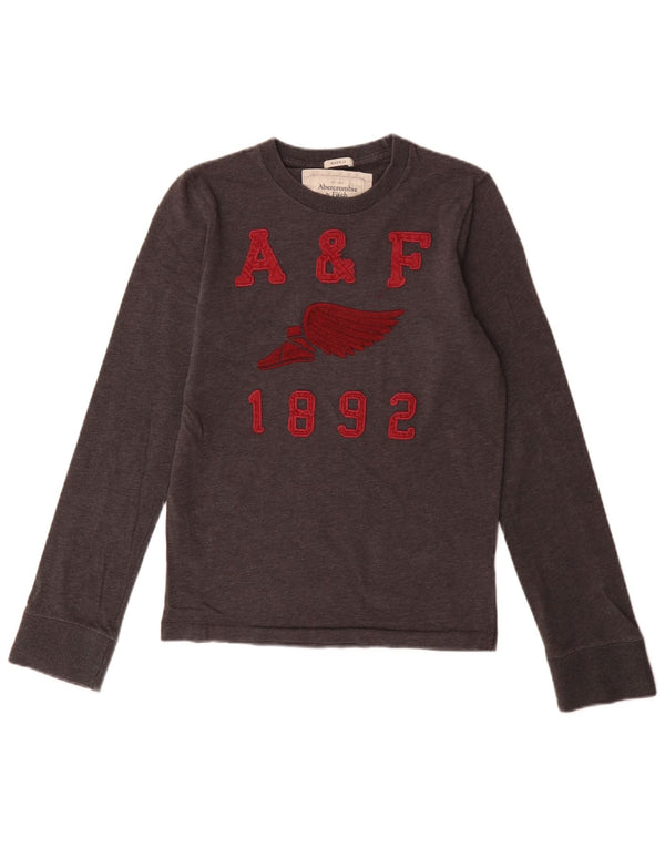 Мужской топ с рисунком мышц Abercrombie & Fitch, маленький серый в крапинку, с длинными рукавами