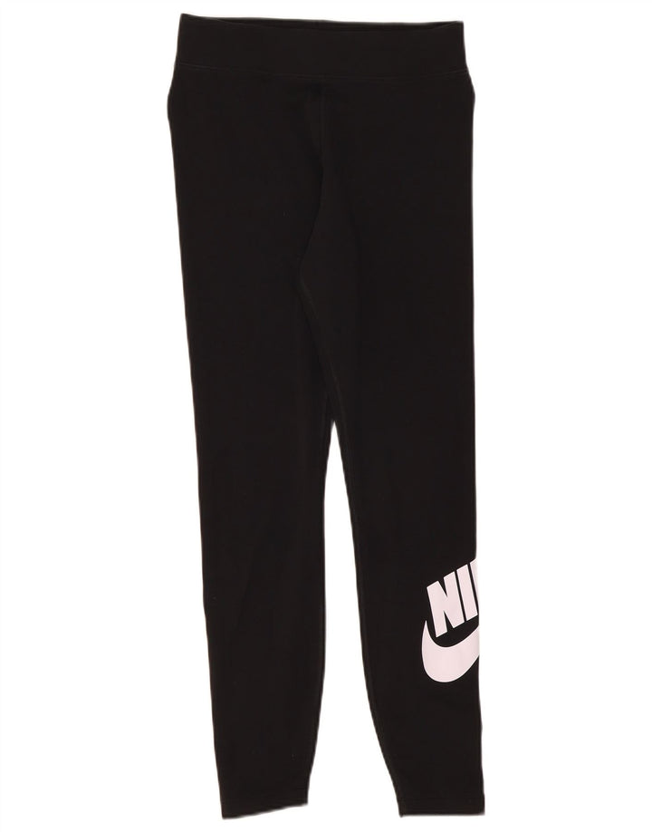 Женские леггинсы с рисунком Nike UK 12, хлопковые, средние, черные