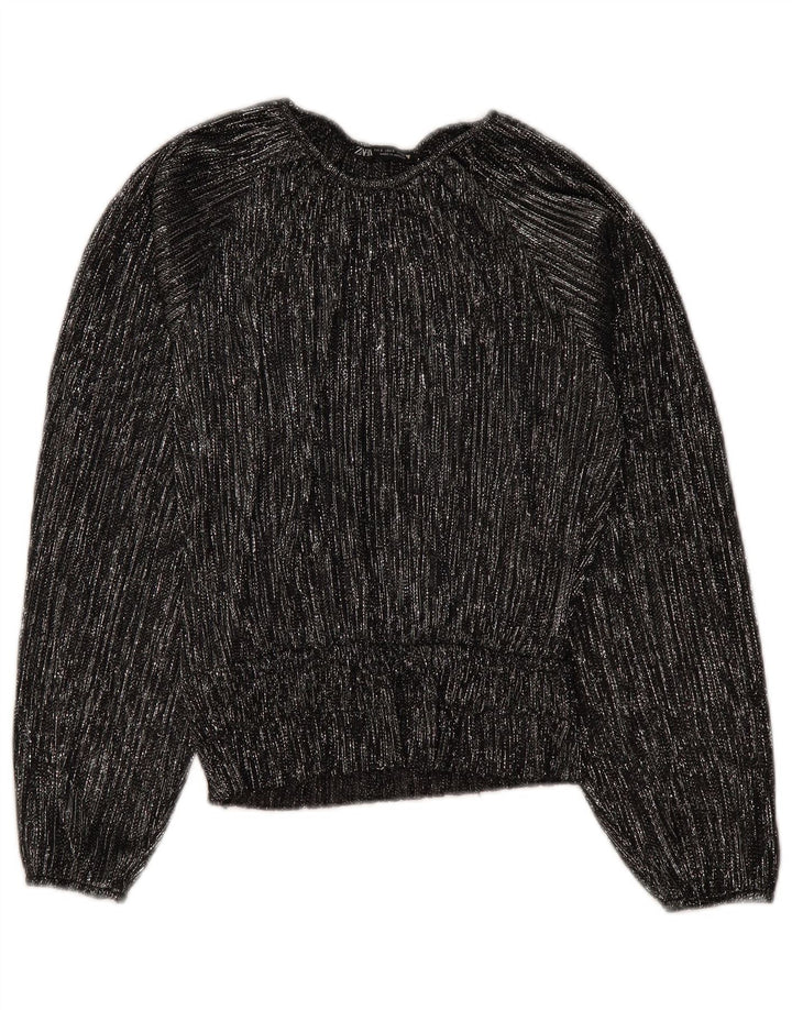 Женская блузка оверсайз с длинным рукавом ZARA UK 10, маленькая черная полоска