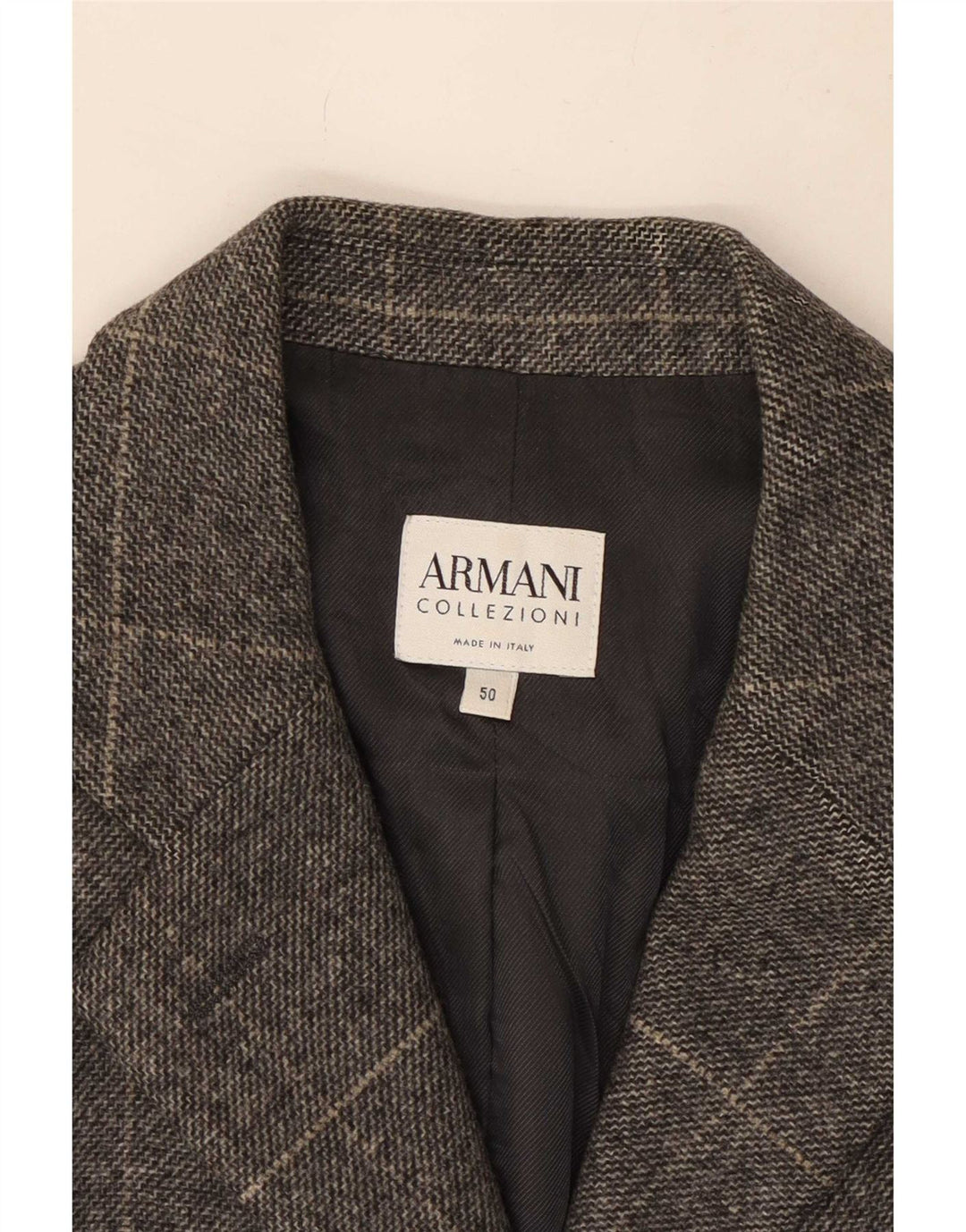 Armani Collezioni Женский пиджак на 3 пуговицах IT 50 XL Серый Шерстяной Клетчатый Пиджак