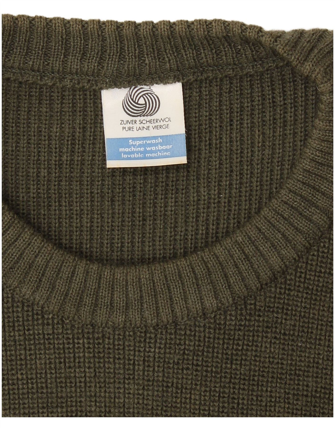 ВИНТАЖНЫЙ мужской свитер в стиле милитари с круглым вырезом, большой свитер цвета хаки из натуральной шерсти