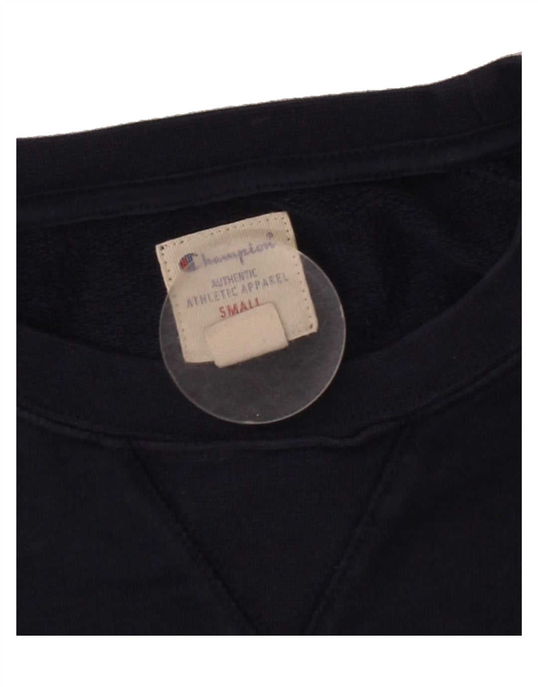 CHAMPION Mens Graphic Sweatshirt Jumper Small Navy Blue Cotton Vintage Champion and Second-Hand Champion from Messina Hembry 