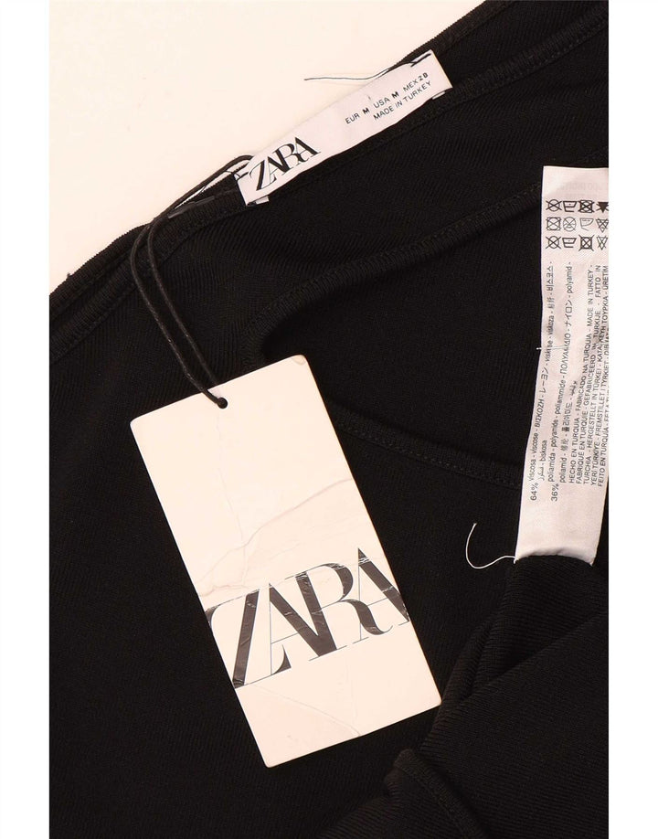 Женское боди на одно плечо Zara UK 12, средний черный, вискоза