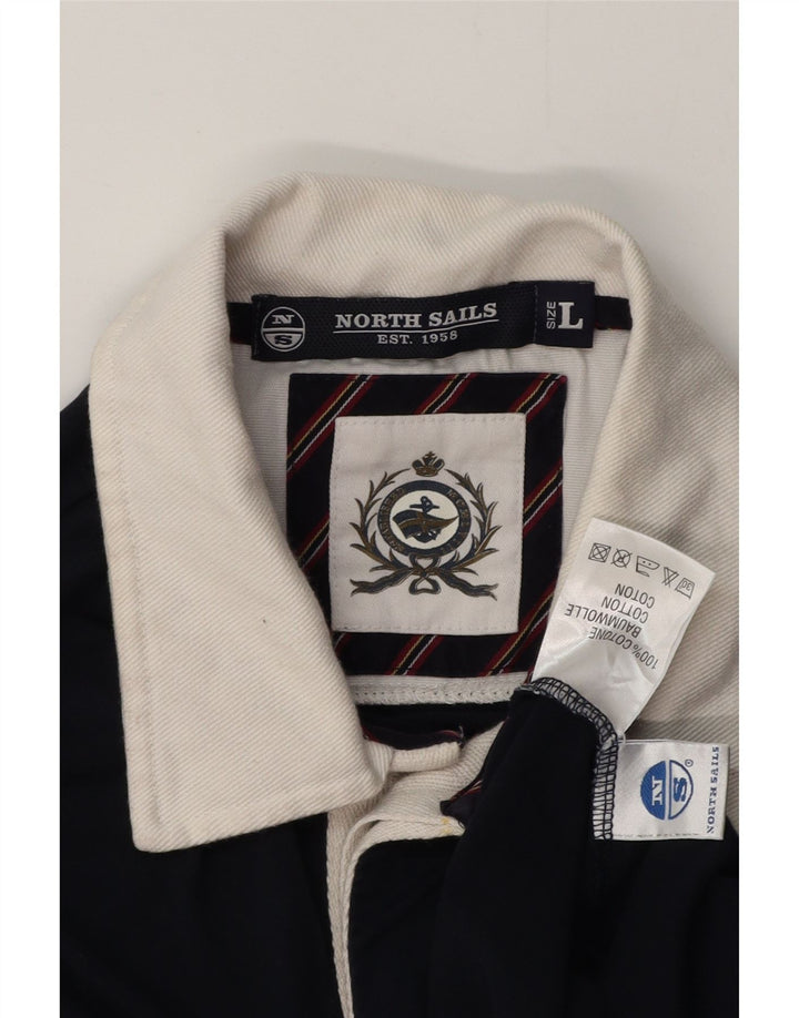 Мужская рубашка-поло для регби NORTH SAILS, большая, темно-синяя, с цветными блоками