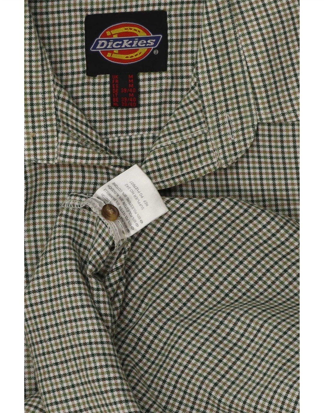 Мужская рубашка Dickies, средний зеленый цвет, полиэстер с узором «гусиные лапки»