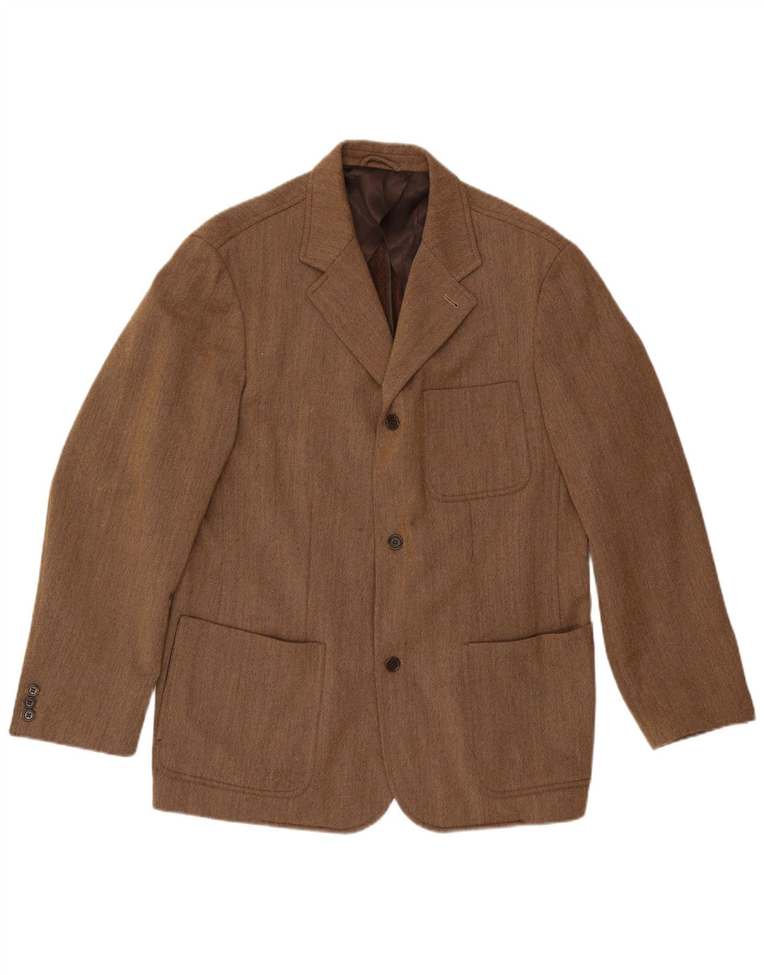 Мужской пиджак Luciano Barbera на 3 пуговицах IT 54 2XL Коричневый шерстяной классический