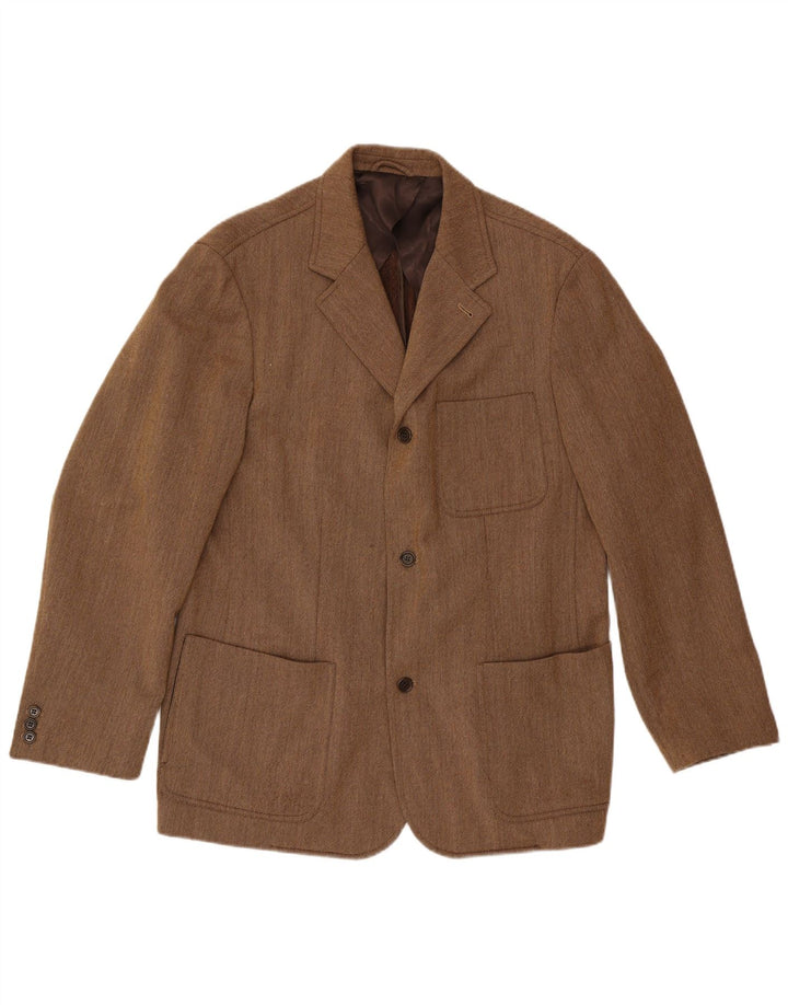 Мужской пиджак Luciano Barbera на 3 пуговицах IT 54 2XL Коричневый шерстяной классический