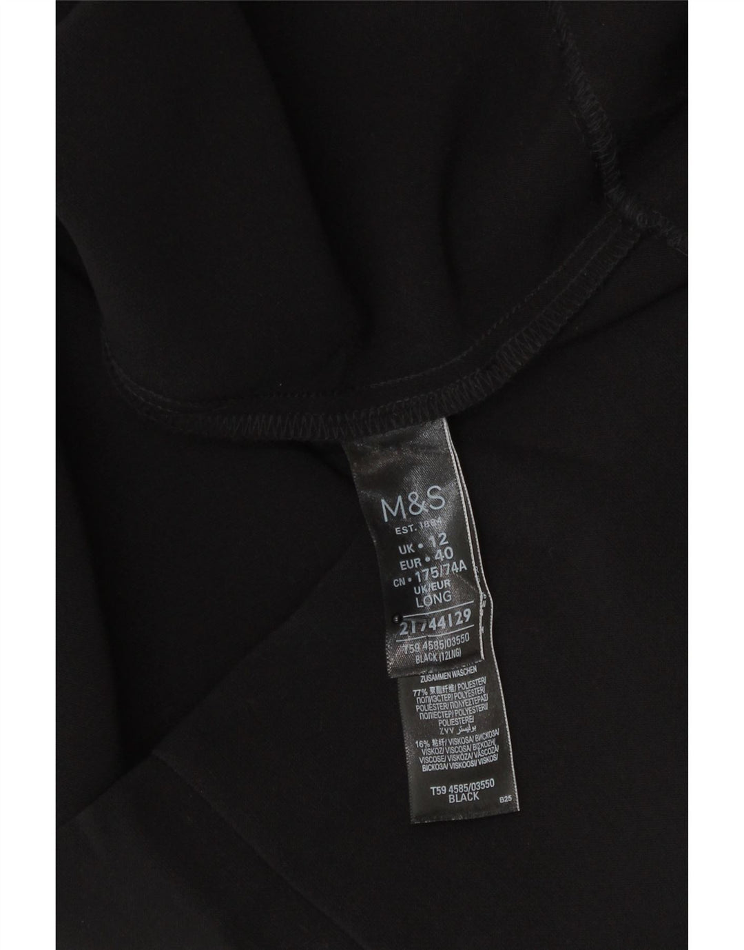 Женская юбка-карандаш Marks & Spencer UK 12, средний W30, черный полиэстер