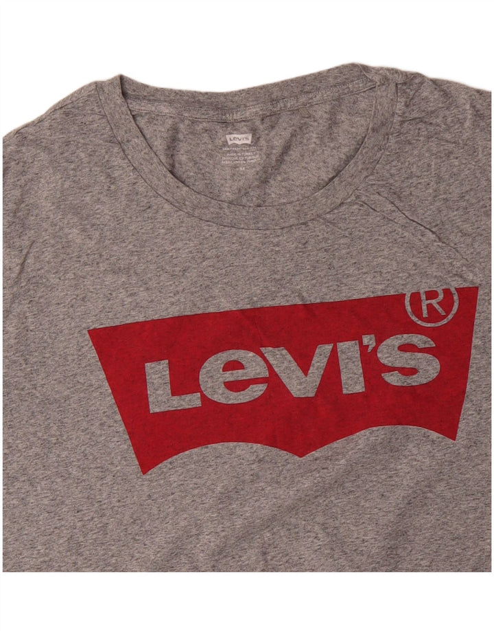 Женская футболка с рисунком LEVI'S Top UK 22 3XL Серый хлопок в крапинку
