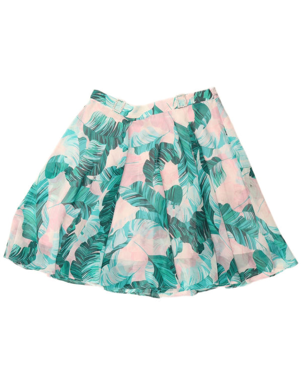 GUESS Женская юбка-трапеция UK 12 Medium W28 Синяя полиэстер с цветочным принтом