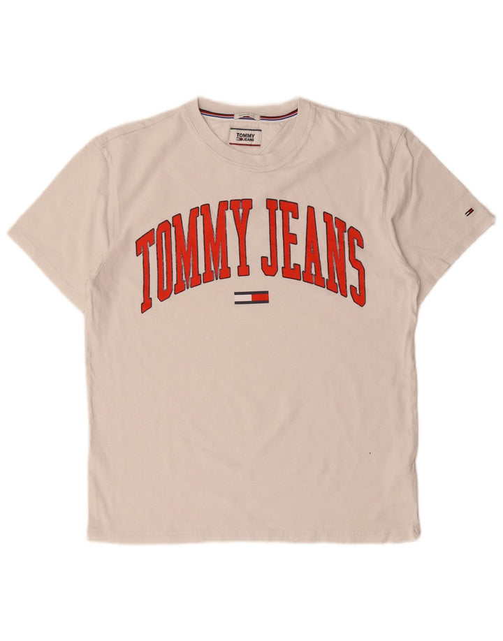 Tommy Hilfiger Мужская футболка обычного кроя с рисунком, топ среднего размера, белый хлопок