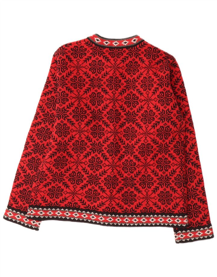 Женский кардиган L.L.Bean, свитер UK 14, средний красный, шерсть Fair Isle