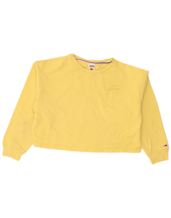 Женский укороченный свитшот Tommy Hilfiger UK 14, хлопковый средний желтый цвет