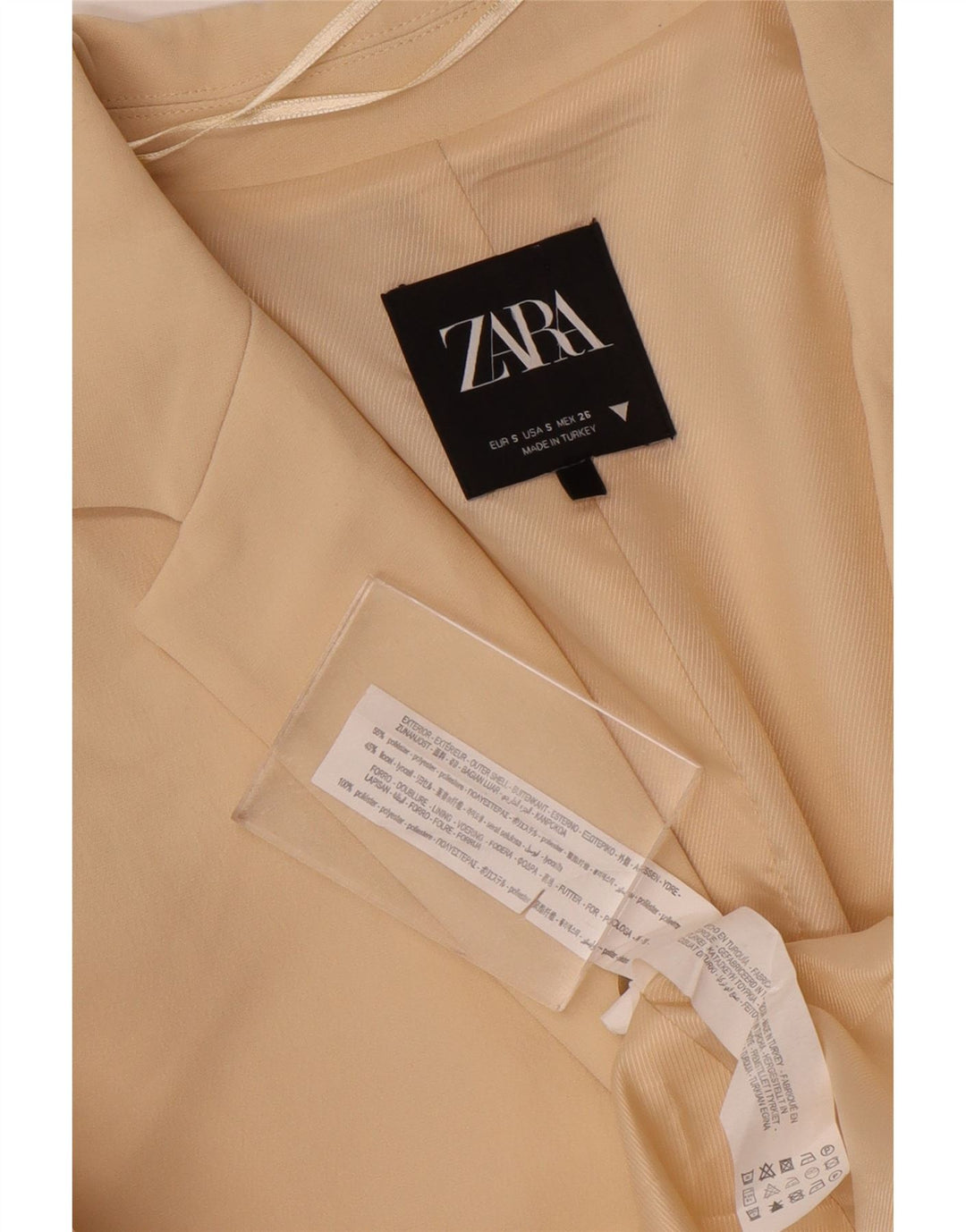 Женский пиджак оверсайз с 2 пуговицами Zara UK 10, маленький бежевый полиэстер