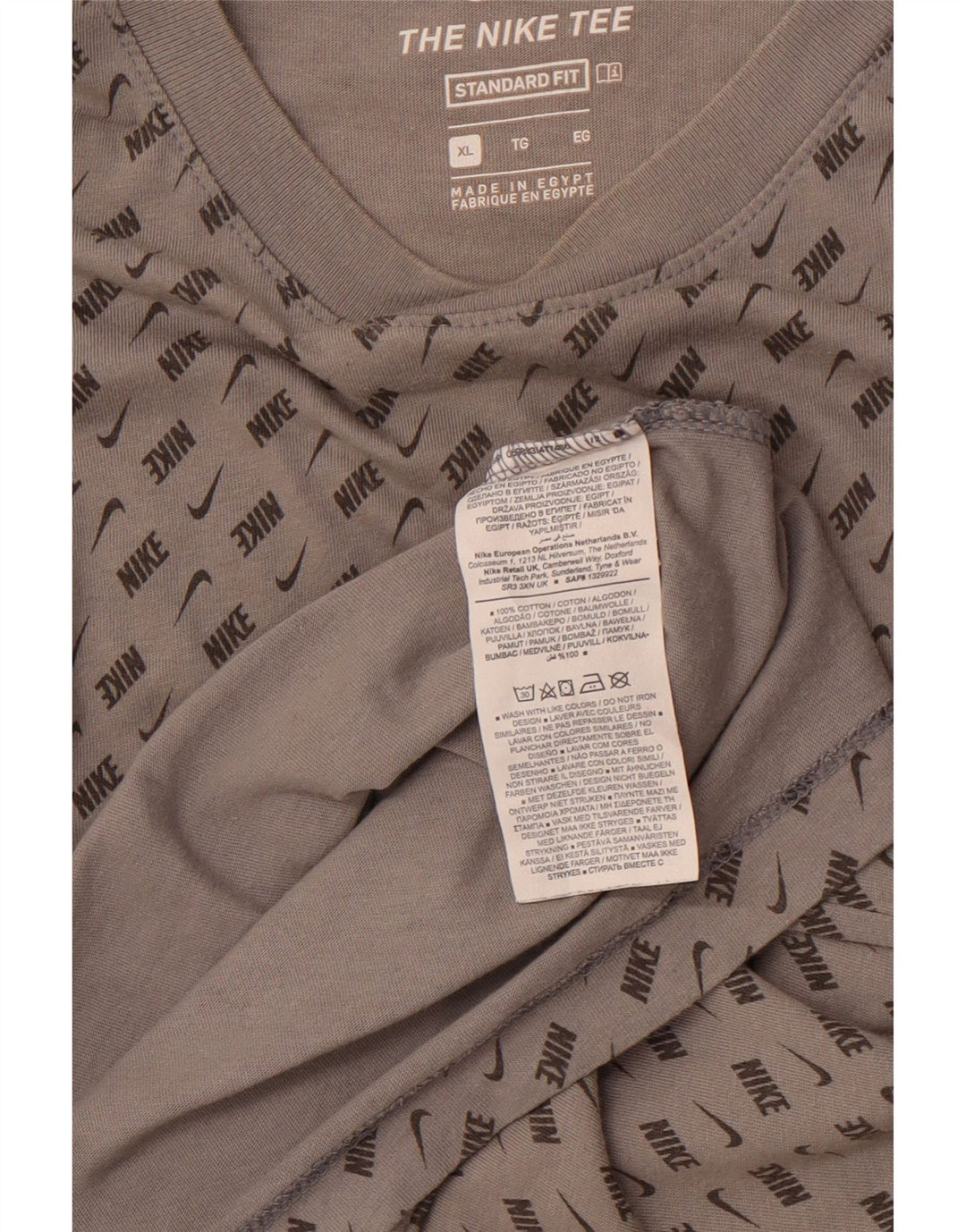 Мужская футболка NIKE стандартного кроя с рисунком, топ XL, серый цвет, хлопок