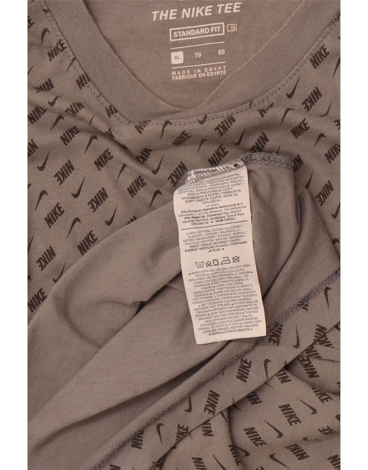 Мужская футболка NIKE стандартного кроя с рисунком, топ XL, серый цвет, хлопок