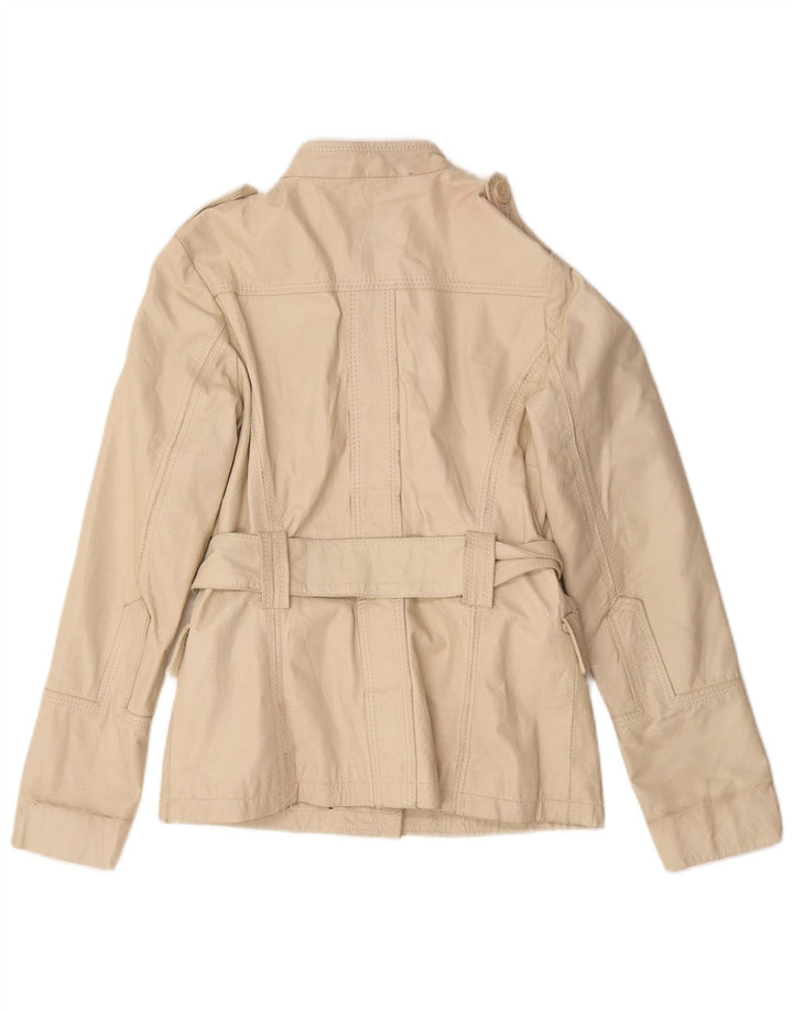 Винтажная женская кожаная куртка в стиле милитари IT 44 Medium Beige Leather