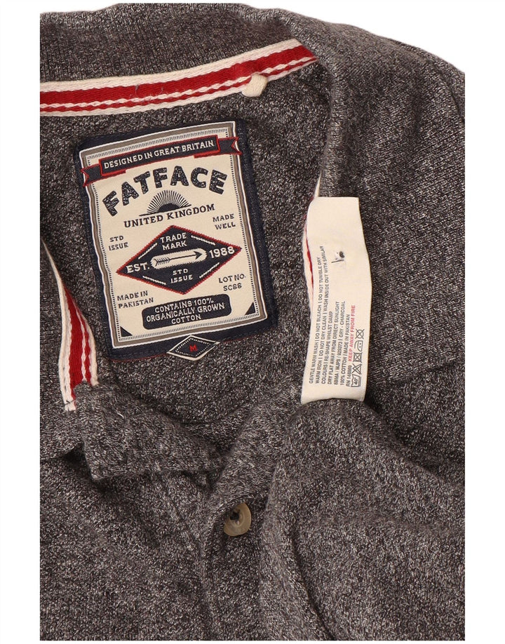 Мужская рубашка поло Fat Face из хлопка среднего серого цвета с крапинками