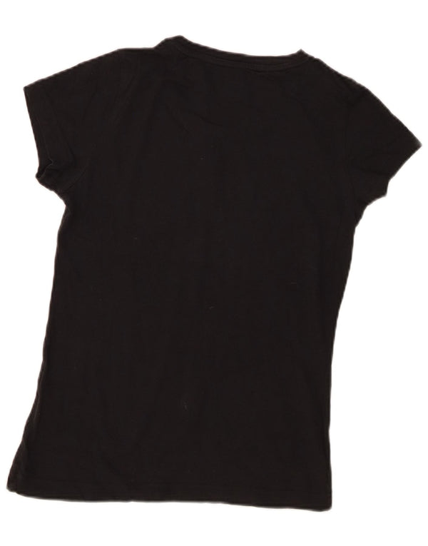 Футболка Adidas с рисунком для девочек, топ 13-14 лет, черный хлопок