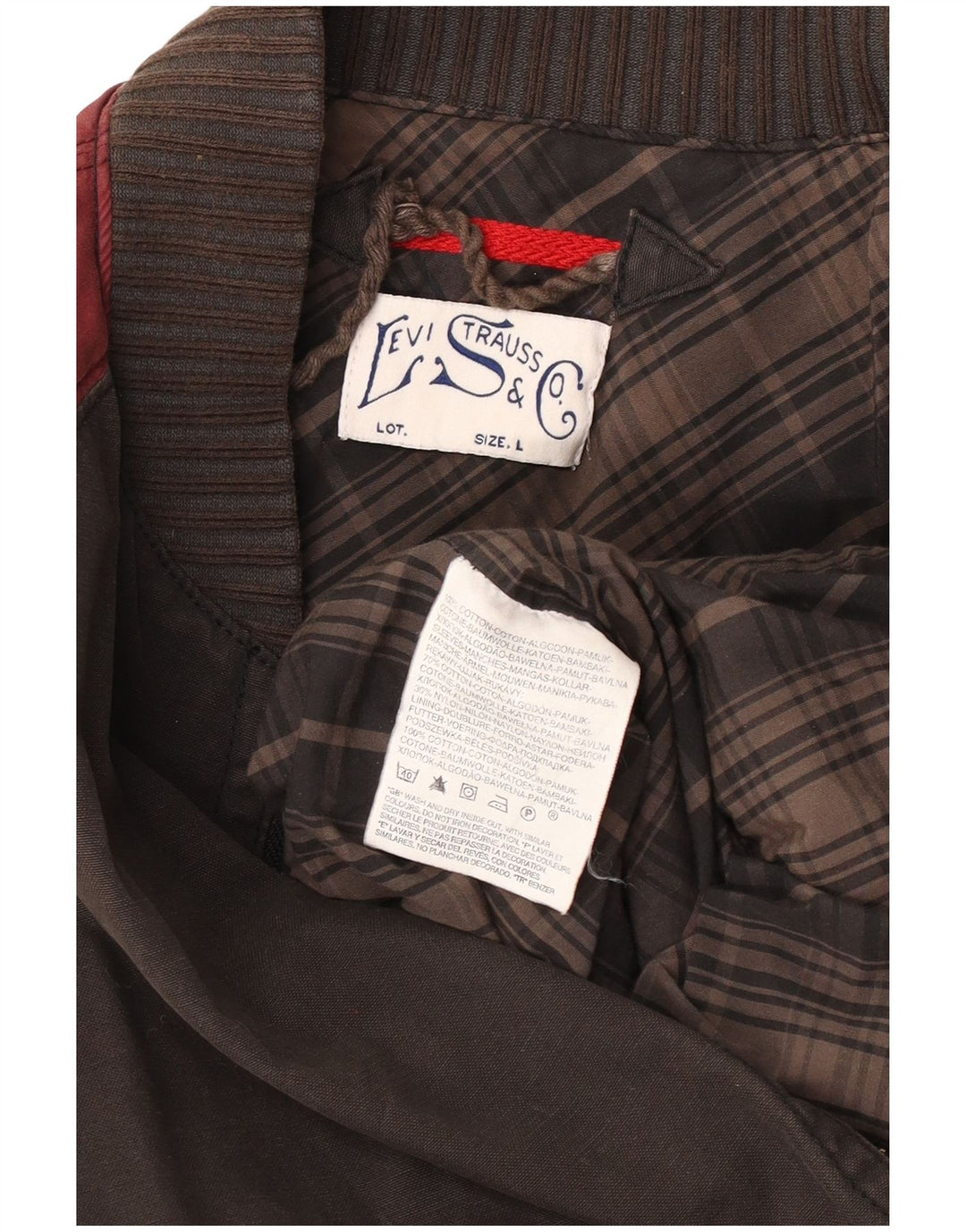 Мужская куртка-бомбер LEVI'S UK 40, большая коричневая, хлопок с цветными блоками