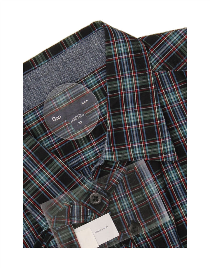 GAP Mens Flannel Shirt XS Navy Blue Check Cotton Vintage Gap and Second-Hand Gap from Messina Hembry 