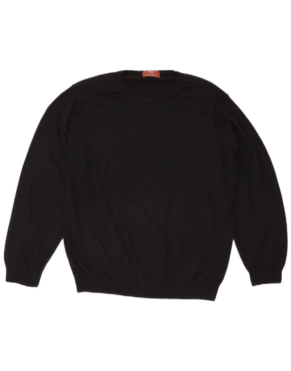 Мужской джемпер с круглым вырезом Marks & Spencer, большой черный шерстяной свитер