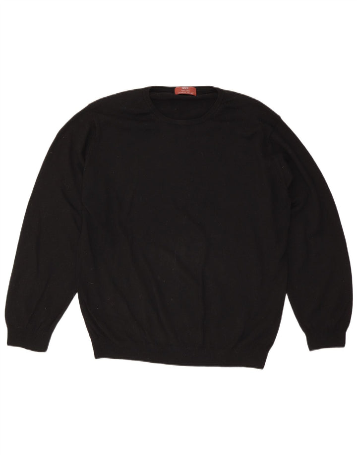 Мужской джемпер с круглым вырезом Marks & Spencer, большой черный шерстяной свитер