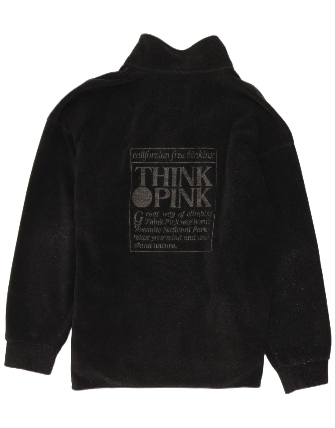 Think Pink Мужской флисовый джемпер с рисунком на молнии, большой черный полиэстер