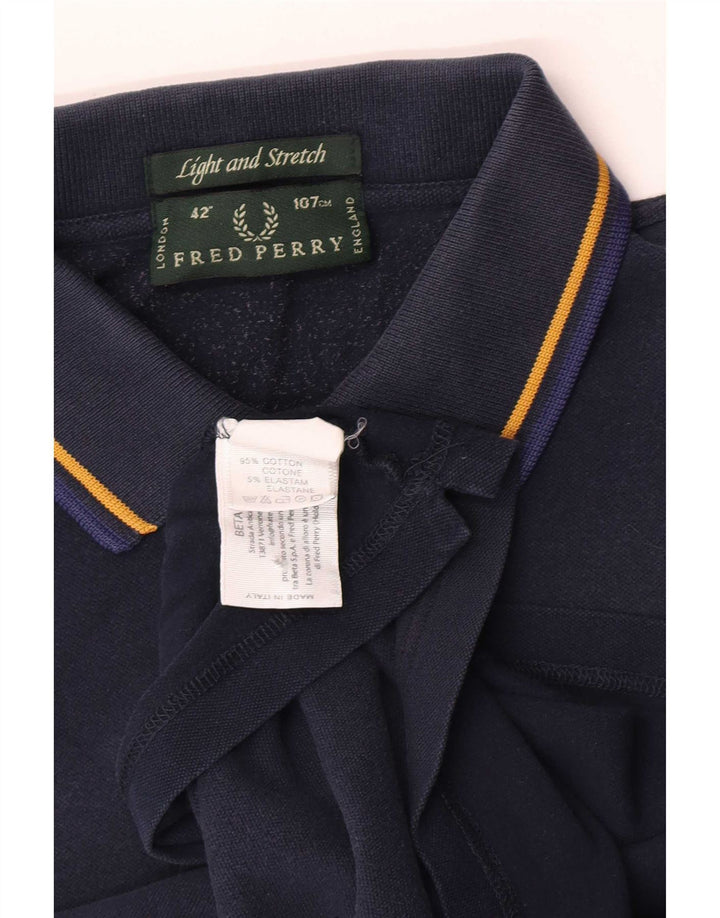 Мужская легкая и эластичная рубашка-поло Fred Perry среднего размера, темно-синяя, хлопок