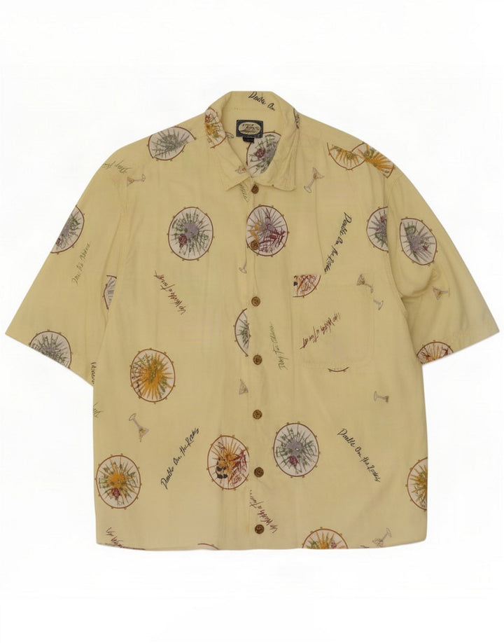 Tommy Bahama Мужская рубашка с коротким рукавом с абстрактным рисунком, средний желтый пляж