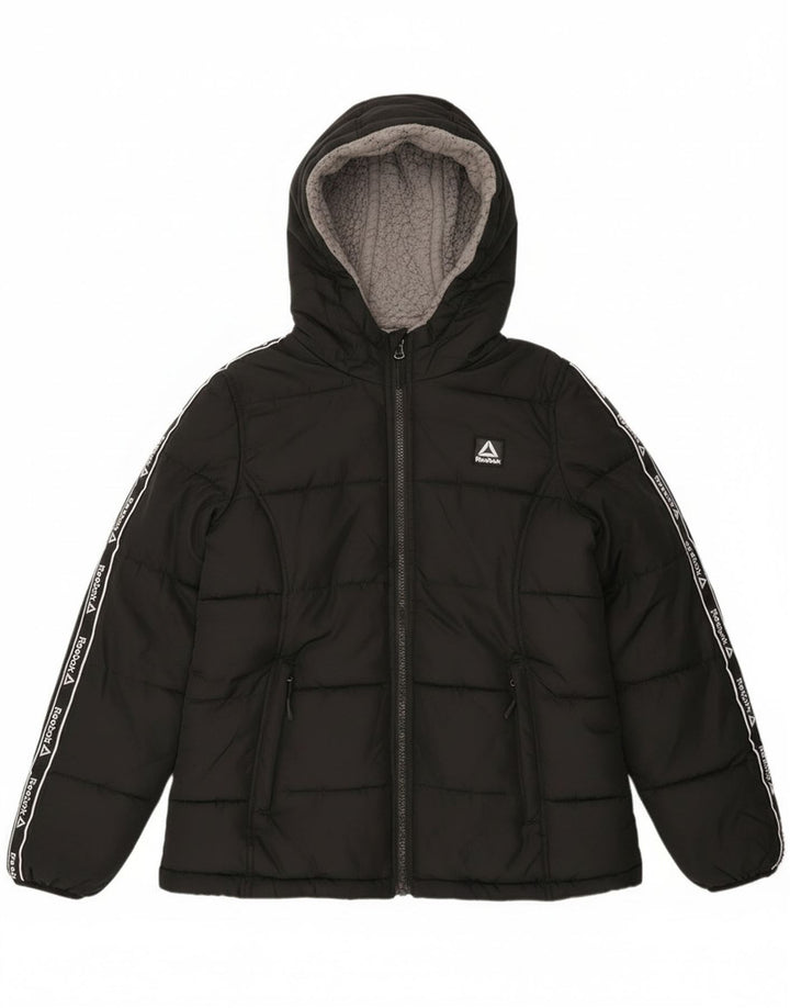 Женская утепленная куртка с капюшоном Reebok UK 10, маленькая, черная
