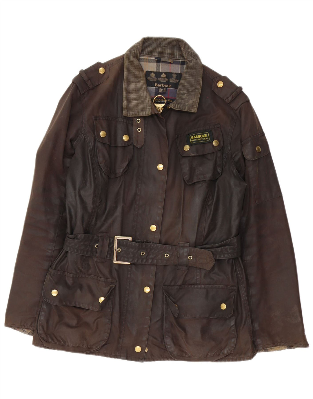 Женская куртка Barbour из вощеного хлопка в стиле милитари UK 14, большая коричневая