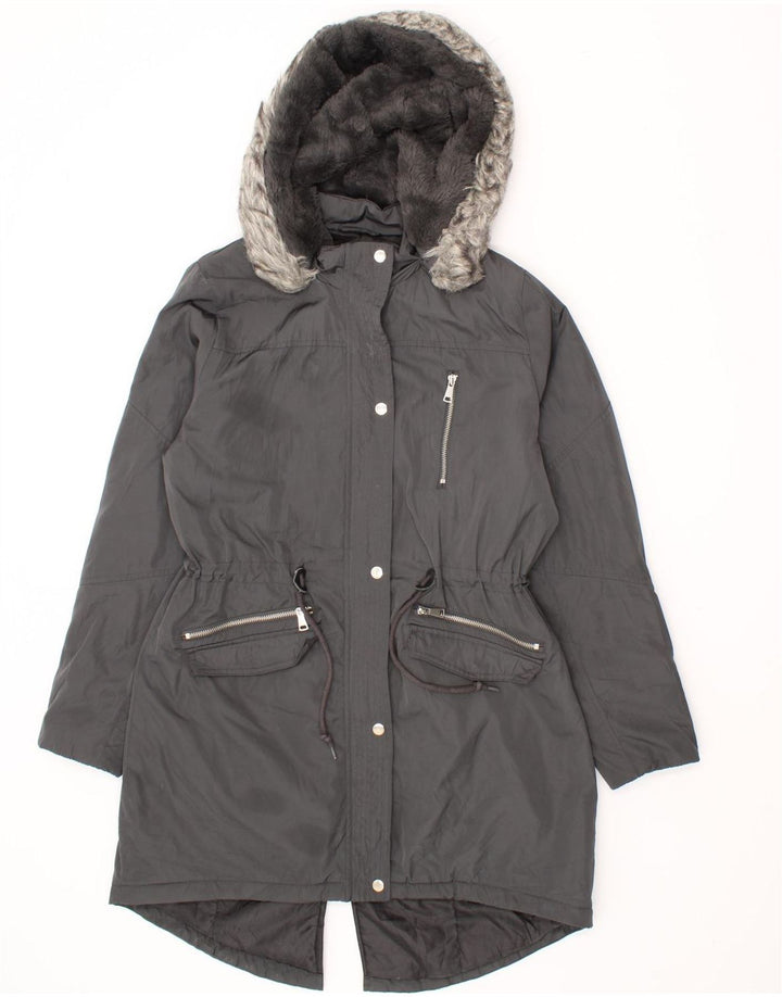 MOSSIMO Womens Hooded Parka Jacket UK 14 Medium Grey Polyester Vintage Mossimo and Second-Hand Mossimo from Messina Hembry 