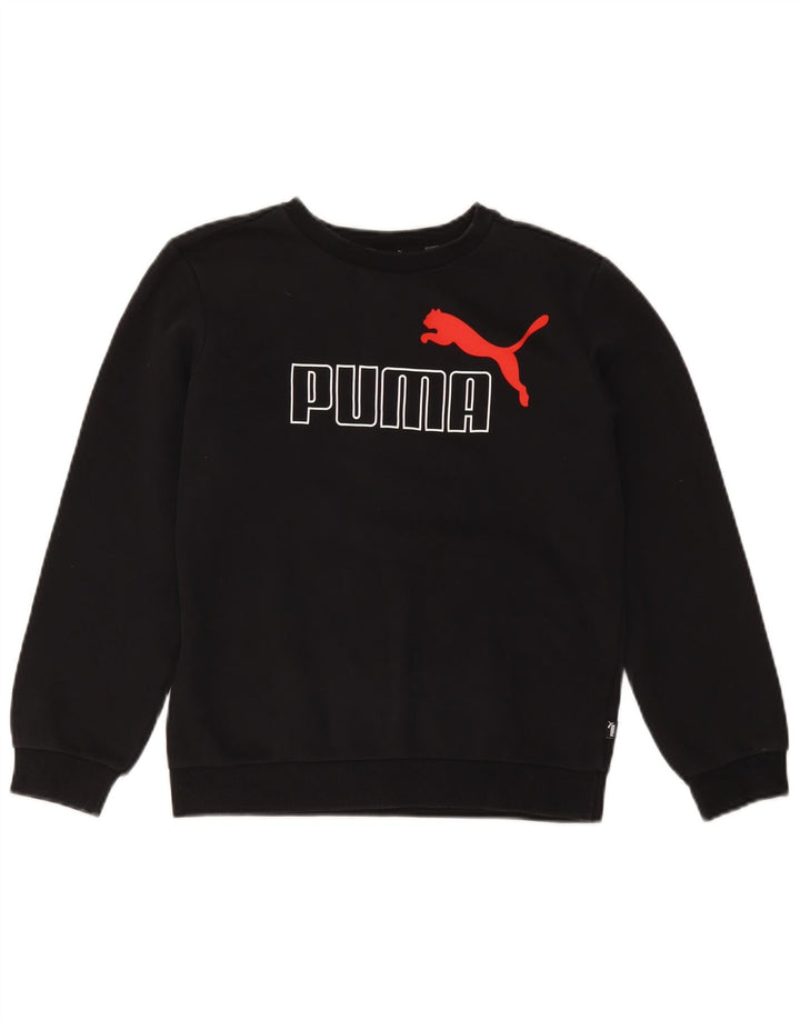 Джемпер с рисунком Puma для мальчиков 13-14 лет, черный хлопок