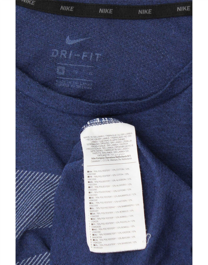 Мужская футболка с рисунком Nike Dri Fit Top XL темно-синего цвета из полиэстера
