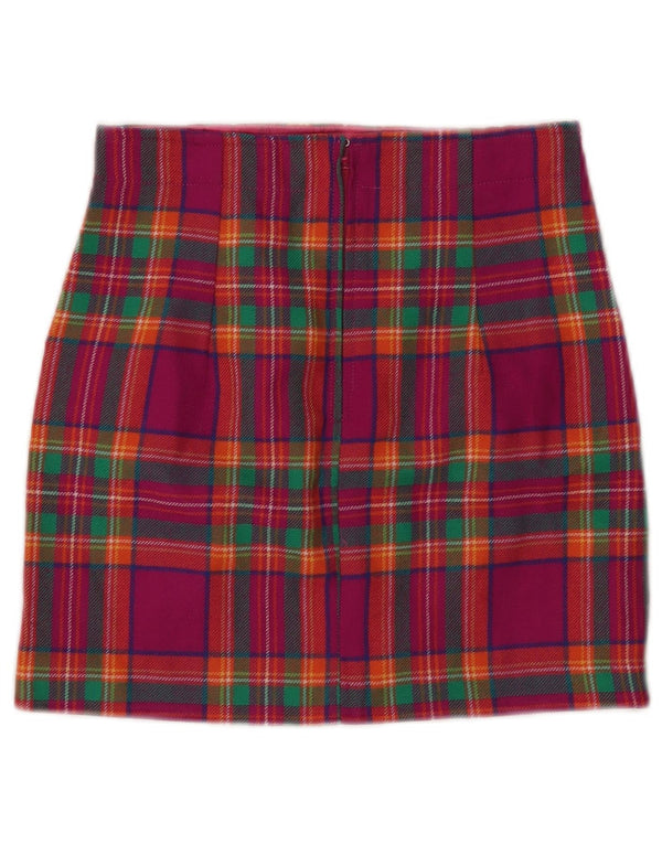 VINTAGE Женская мини-юбка W24 XS в розовую клетку