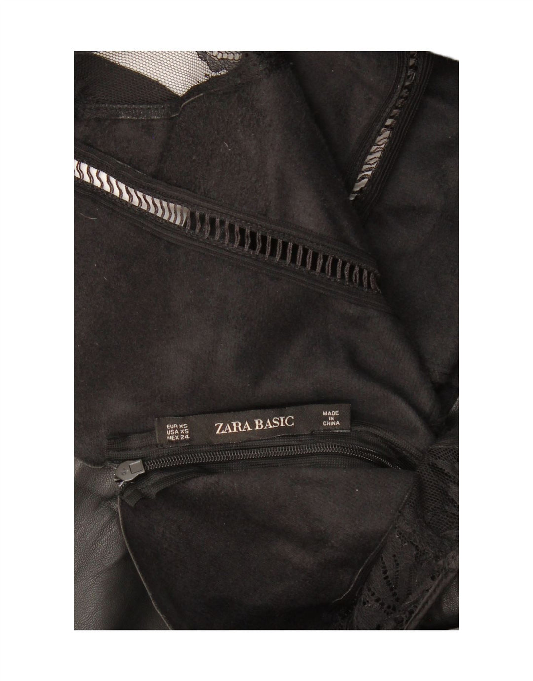 Женское кожаное платье-футляр без рукавов ZARA UK 4 XS, черное