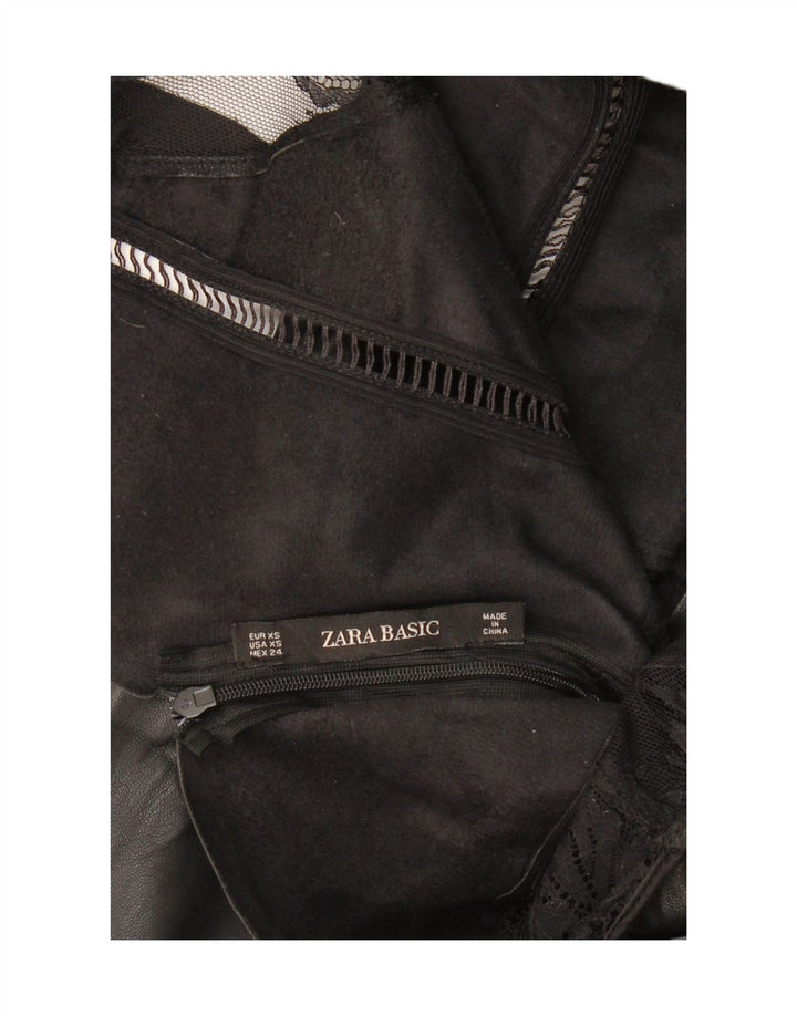 Женское кожаное платье-футляр без рукавов ZARA UK 4 XS, черное