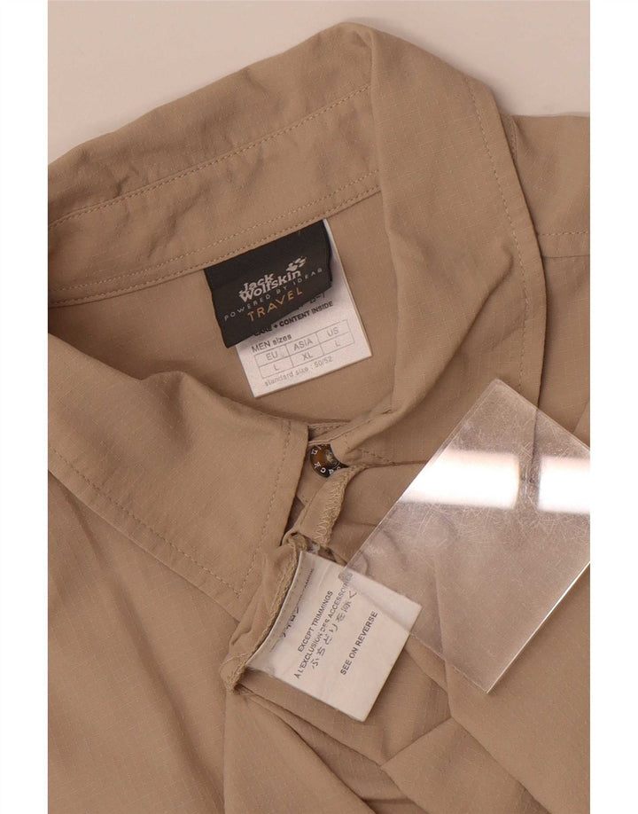 Мужская рубашка с коротким рукавом Jack Wolfskin, большая, бежевая, полиамид