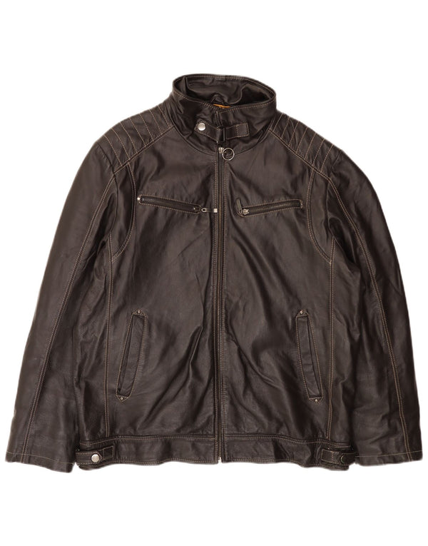 KARTEL Мужская кожаная куртка UK 38 Средний коричневый кожаный