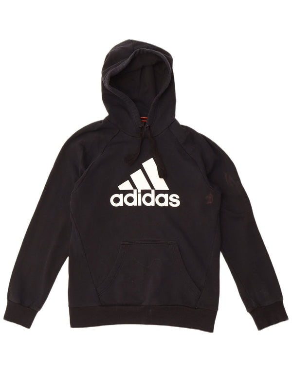 Adidas Mens Graphic Hoodie Jumper Small Black Cotton